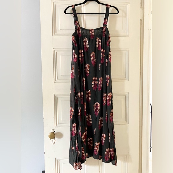 J. CREW Cocoa Block Print strap dress. 100% cotton. Very dark green-almost black - Picture 1 of 16